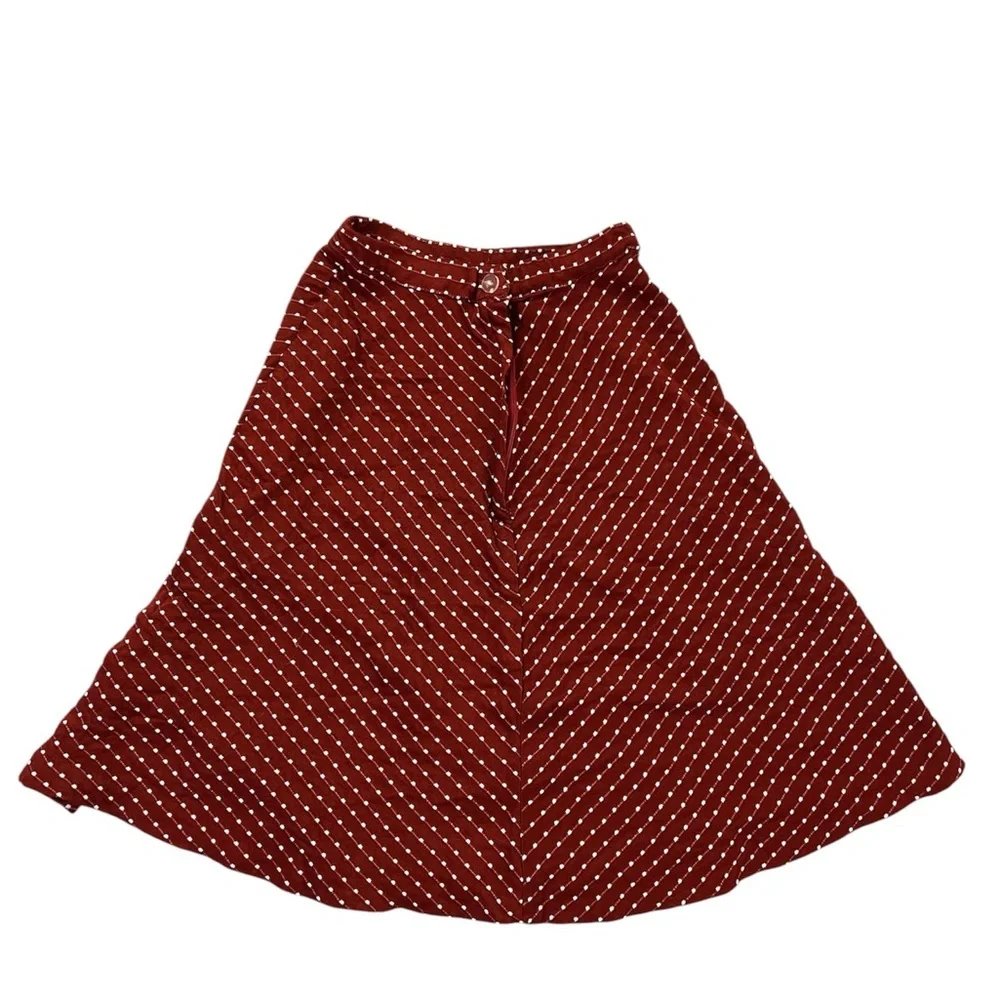 Vintage 70’s Orange and White Swing Skirt with Polka Dot Pattern - Picture 2 of 2